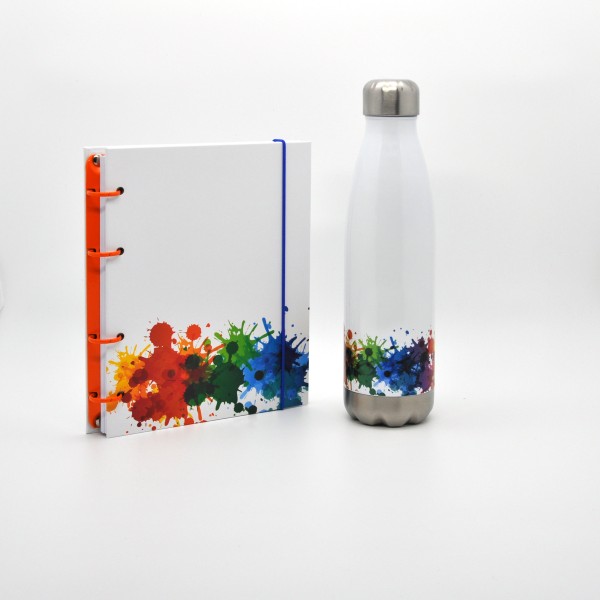 flexiNotes® SET "Splash" Flasche Weiß mit ORGANIZER (M) A4