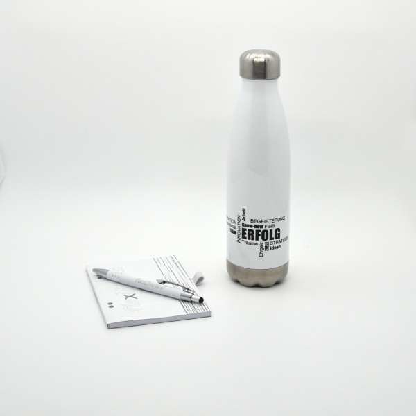 flexiNotes® SET ToGo "Business" Flasche Weiß mit BLOCK A6